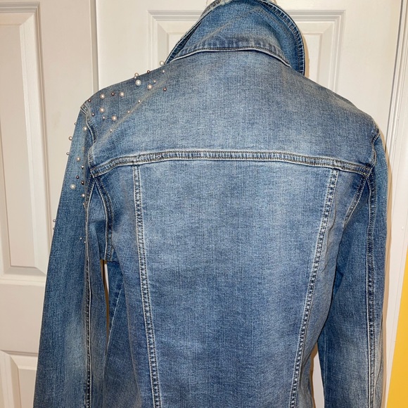 Nanette Lepore Jeans Jacket With Pearls - Picture 7 of 10